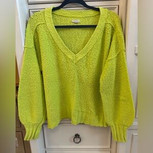 Anthropologie Bright Yellow V-Neck Sweater